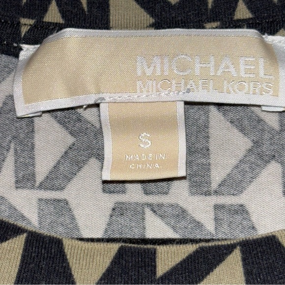 MICHAEL Michael Kors Signature MK Black and Olive Green Ruched Sheath Dress Sz S - Picture 3 of 8